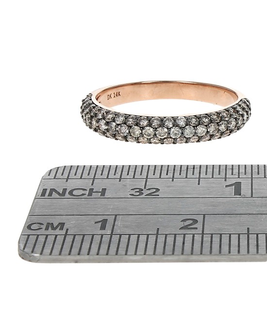 Pave Diamond Tapered Ring in Rose Gold